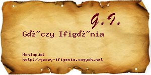 Géczy Ifigénia névjegykártya